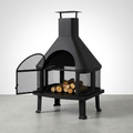 Outdoor Chimney Fireplace Built for Year-Round Patio Warmth, 360° View, Heavy-Gauge Steel, Removable Grate