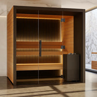 Dry Heat Sauna Built for Authentic Finnish Experience, Premium Thermo-Aspen Interior, Frameless Glass Door