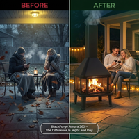 BlackForge Aurora 360° Outdoor Chimney Fireplace — Before & After