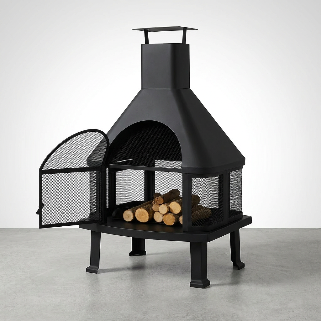 BlackForge Aurora 360° Outdoor Chimney Fireplace — Studio Shot
