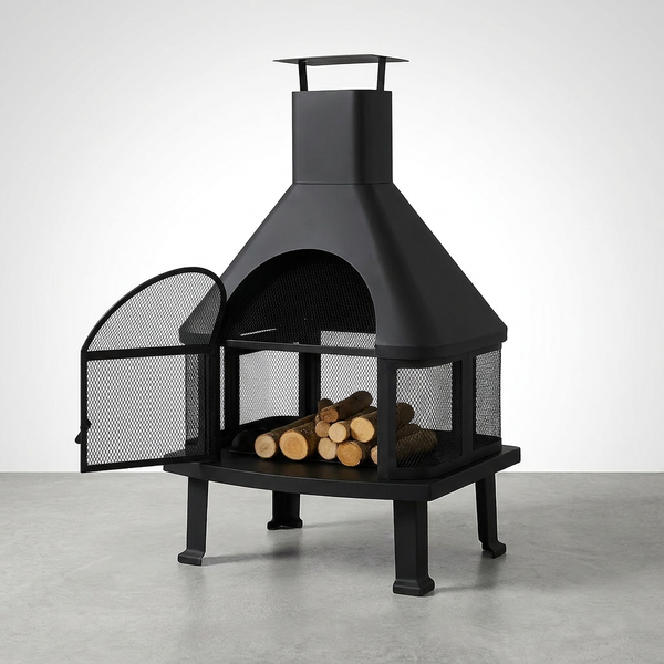 BlackForge Aurora 360° Outdoor Chimney Fireplace — Studio Shot
