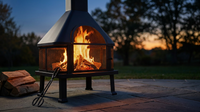 BlackForge Aurora 360° Outdoor Chimney Fireplace — Lifestyle
