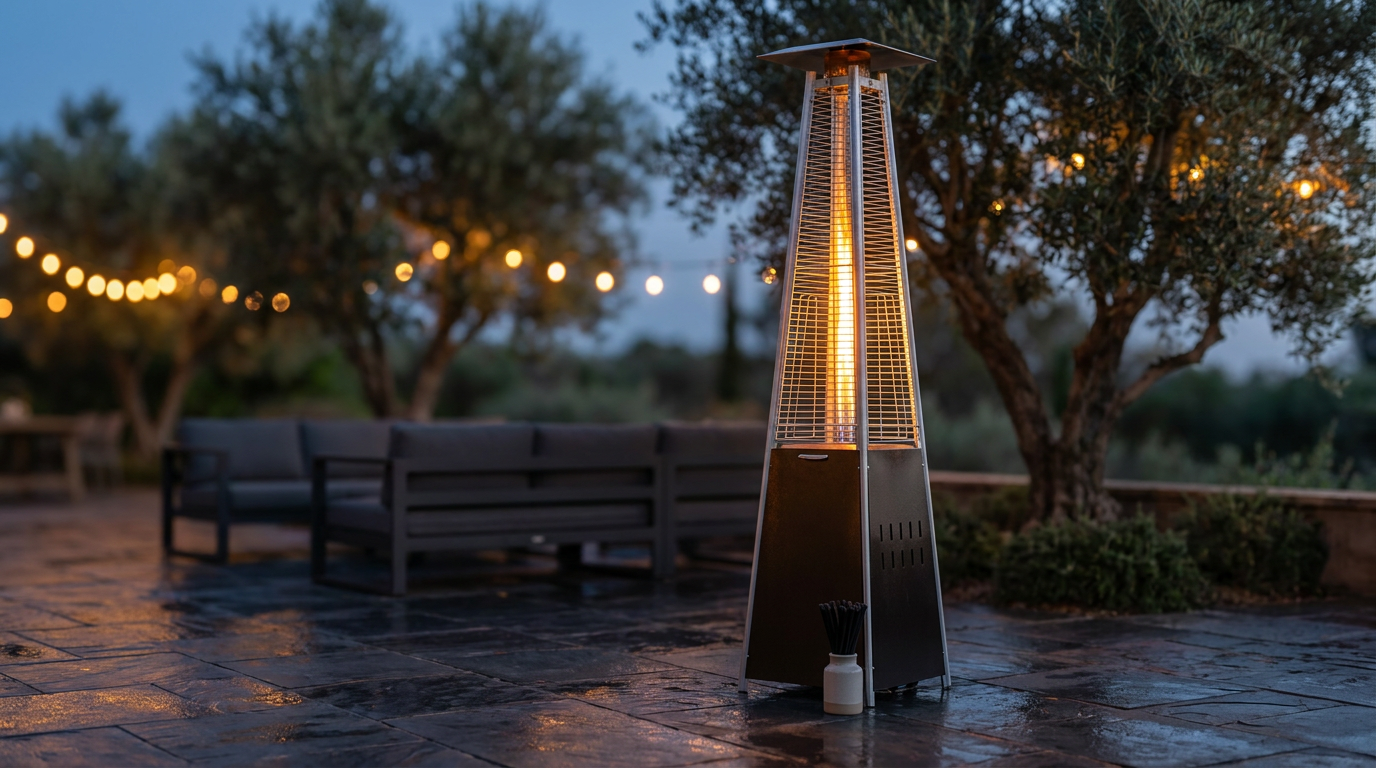 SolaraFlame Pyramid Patio Heater — Lifestyle